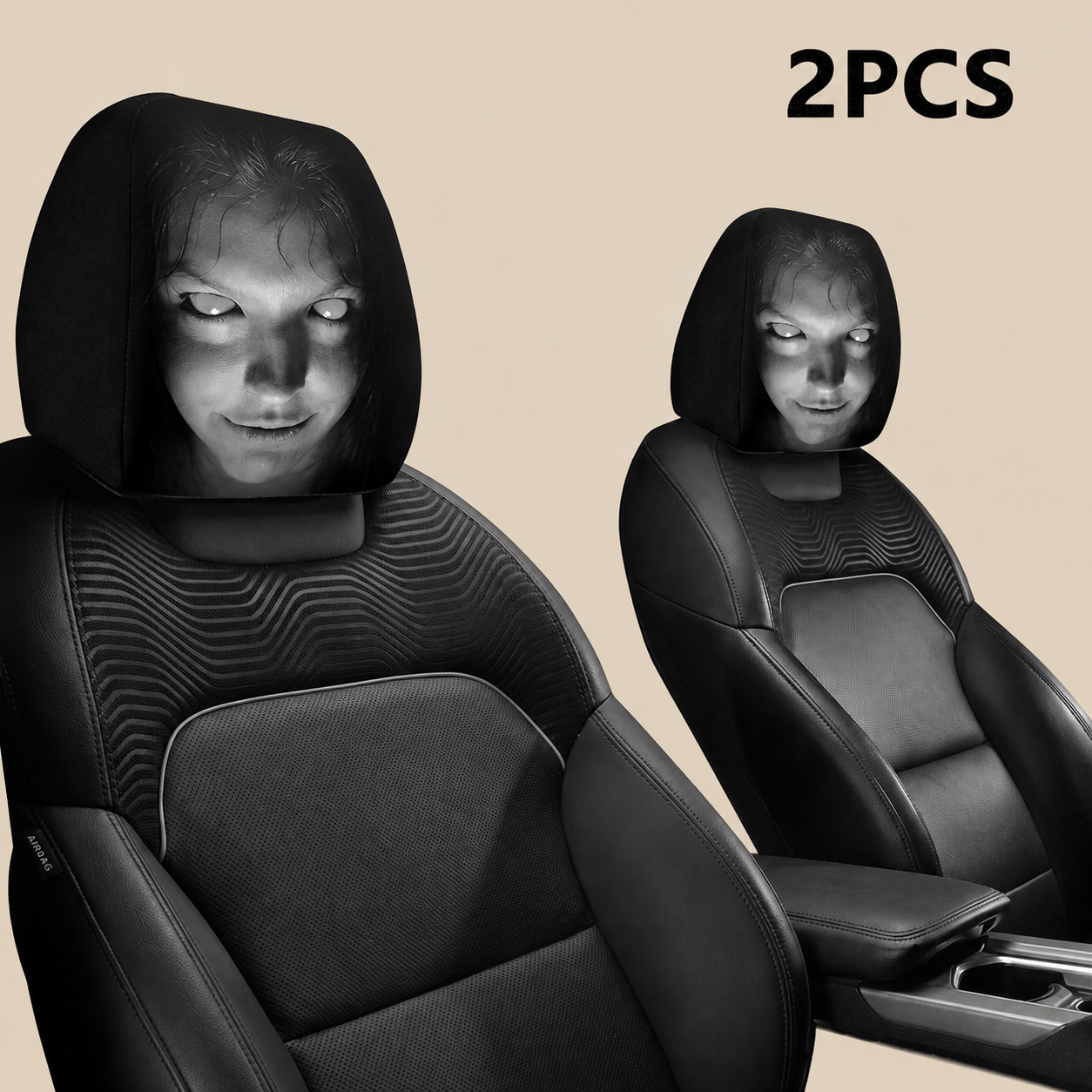 Horror Face Car Headrest Covers
