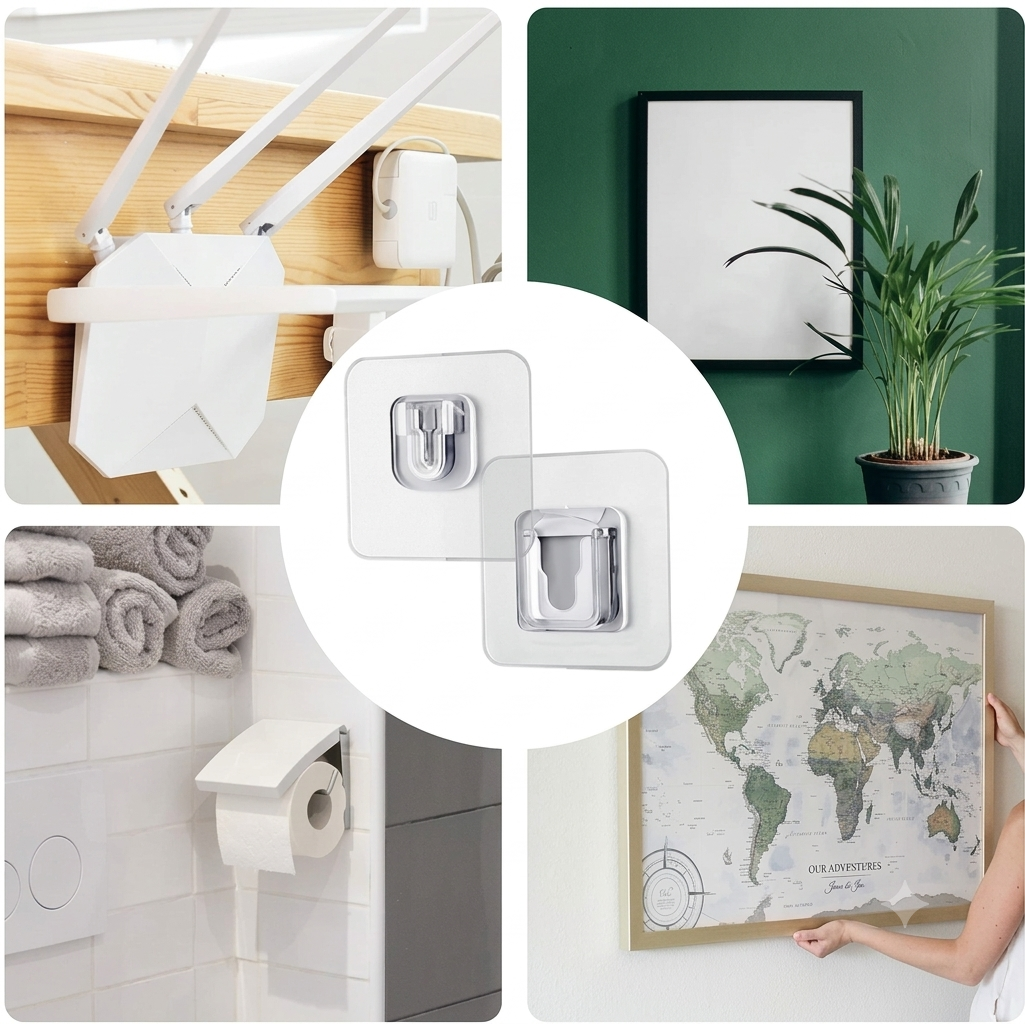 Transparent Adhesive Wall Hooks (40-Pack)