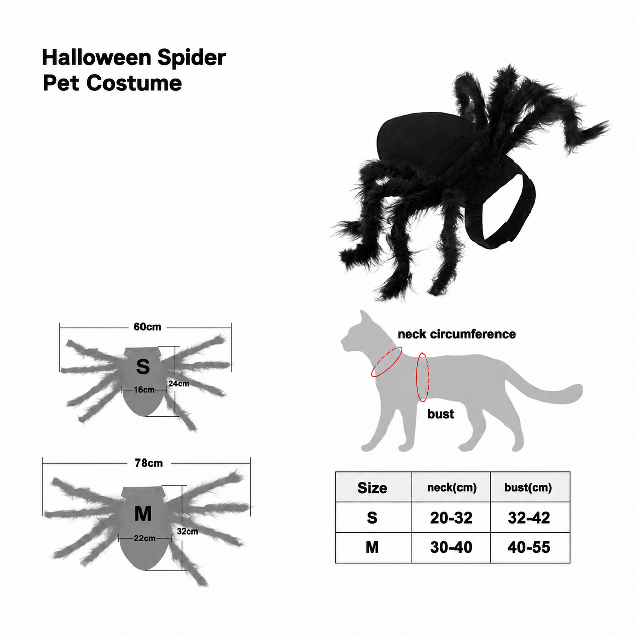 Halloween Spider Costume for Cats – Funny Spooky Pet outfit