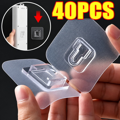 Transparent Adhesive Wall Hooks (40-Pack)