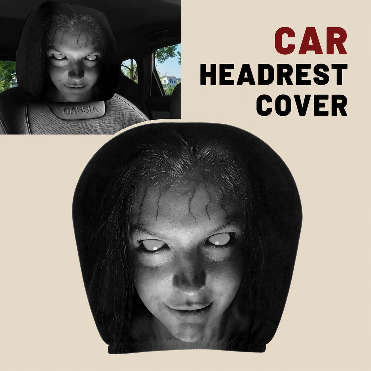 Horror Face Car Headrest Covers