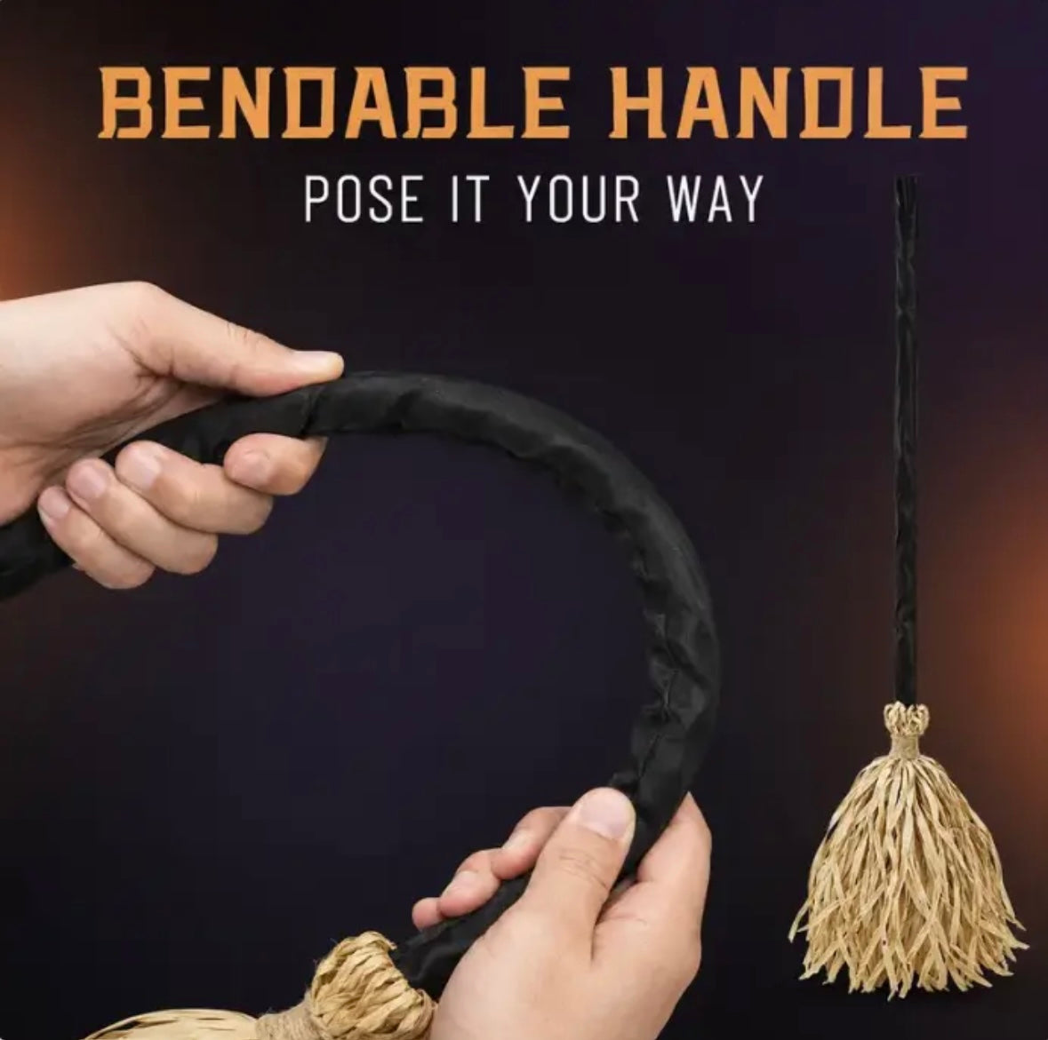 Glowing Witch Broom with Spooky Sounds & Motion
