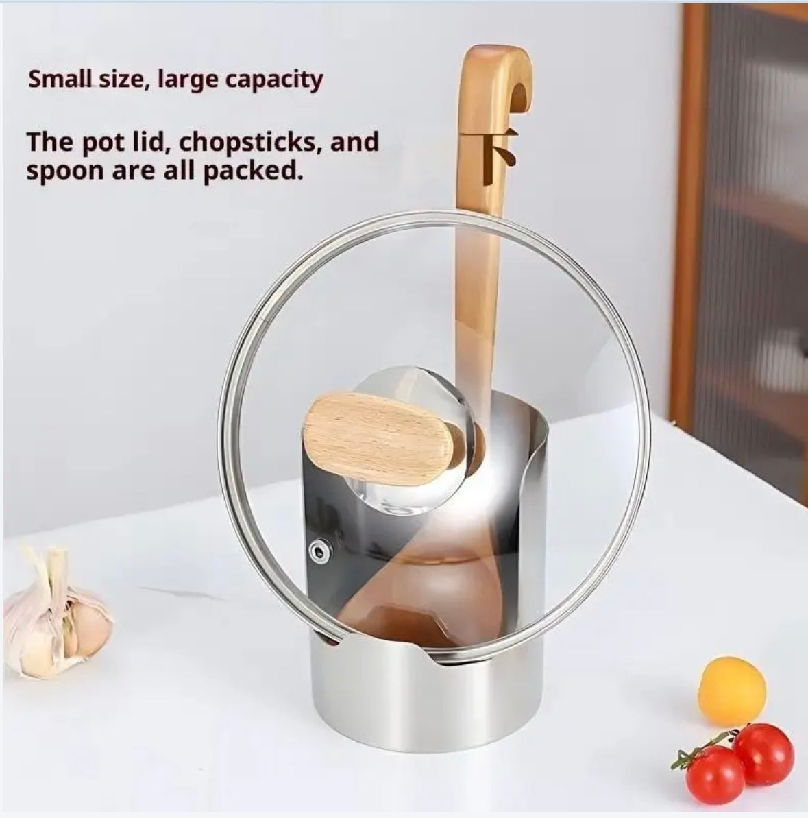 2 in 1 stainless steel spoon lid holder