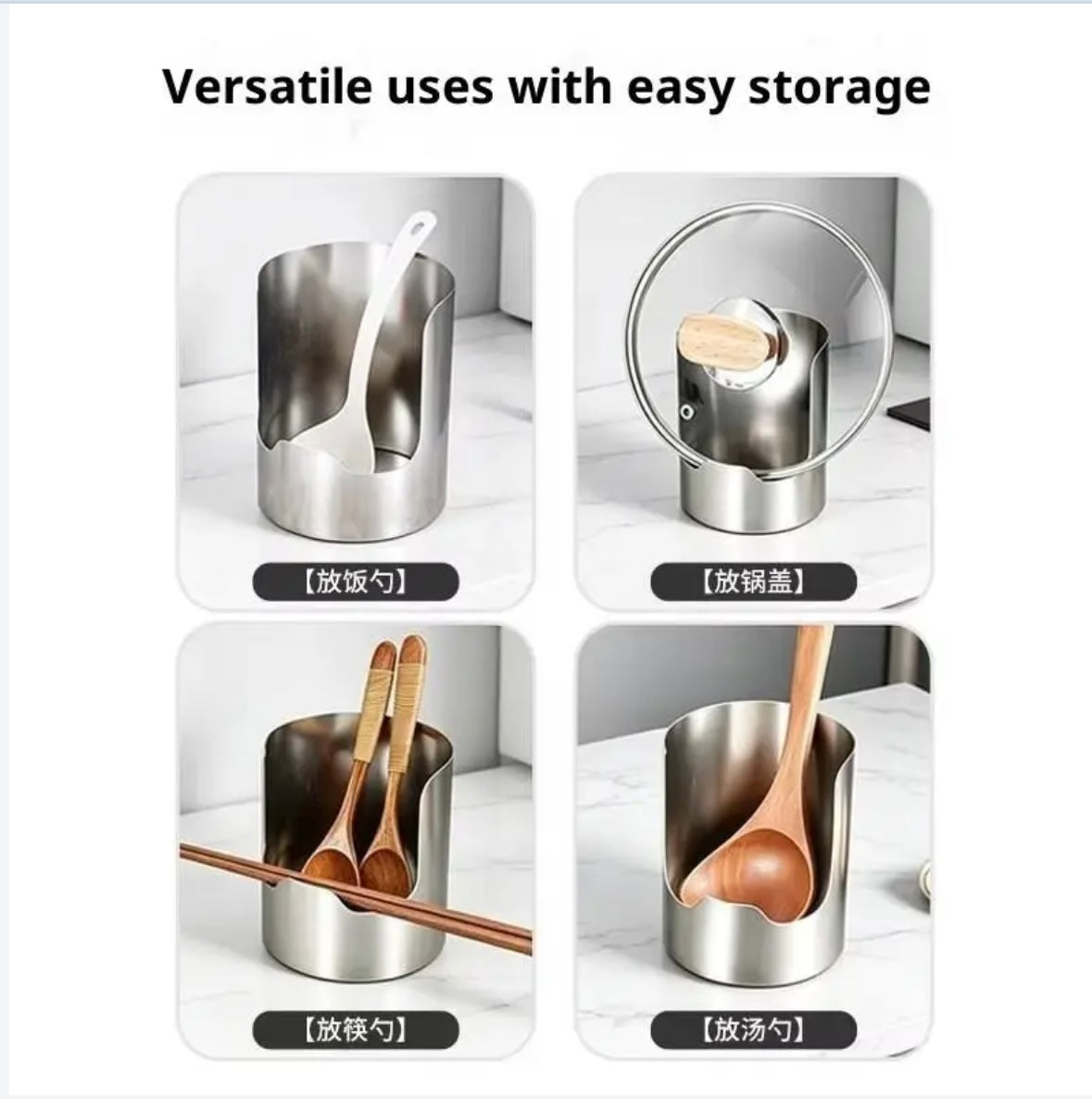 2 in 1 stainless steel spoon lid holder